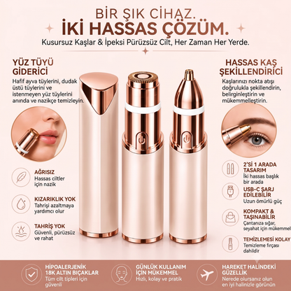 Naressa™ 2'si 1 Arada Kaş & Yüz Tüy Alma Cihazı