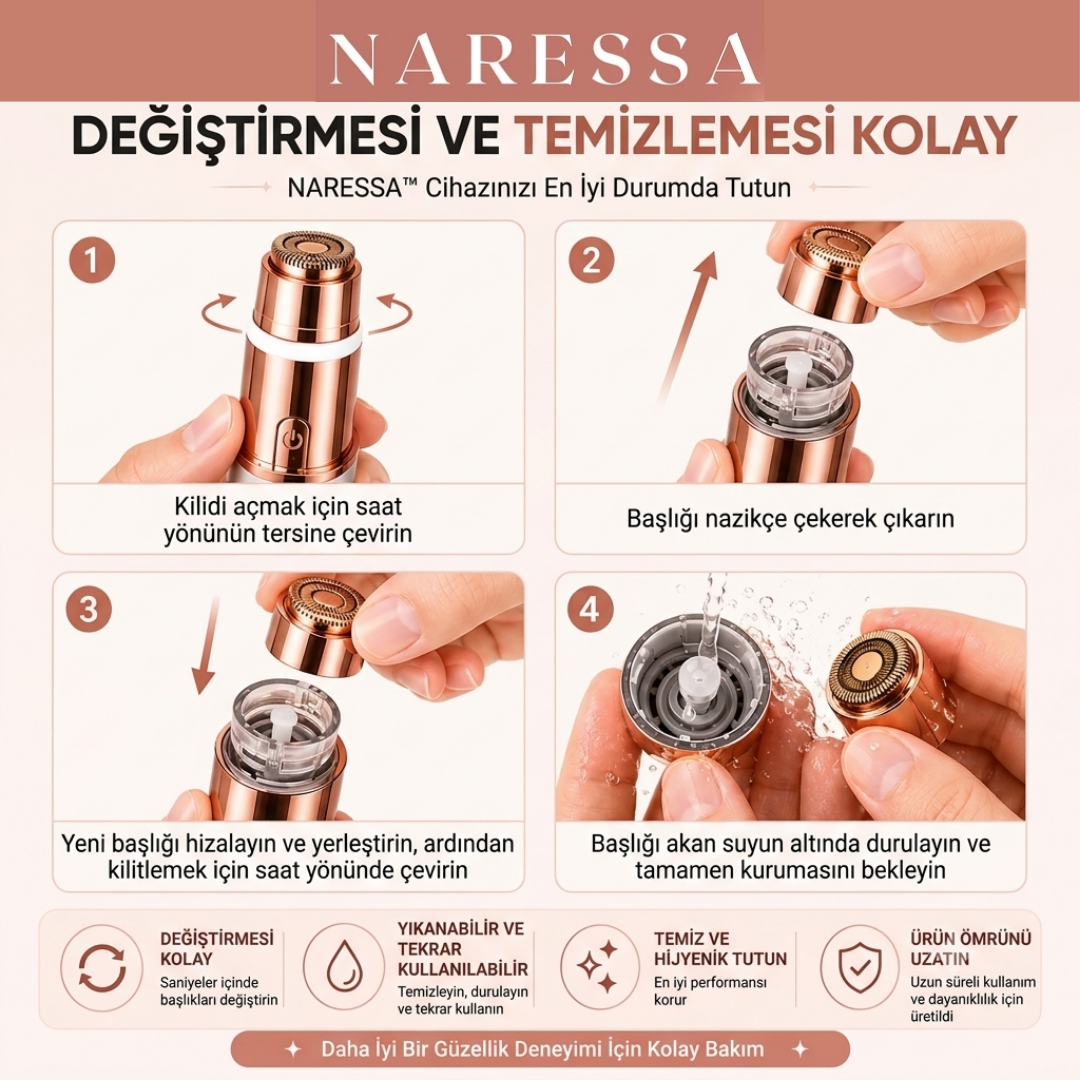 Naressa™ 2'si 1 Arada Kaş & Yüz Tüy Alma Cihazı